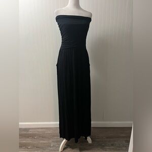 Strapless Casual Black Maxi Dress